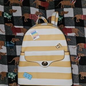 Striped Yellow and White Backpack
